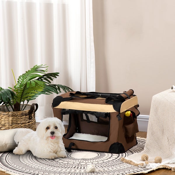PawHut Hundetasche, 50,5L x 33,5B x 35Hcm, Stahl, Oxfordstoff, Braun