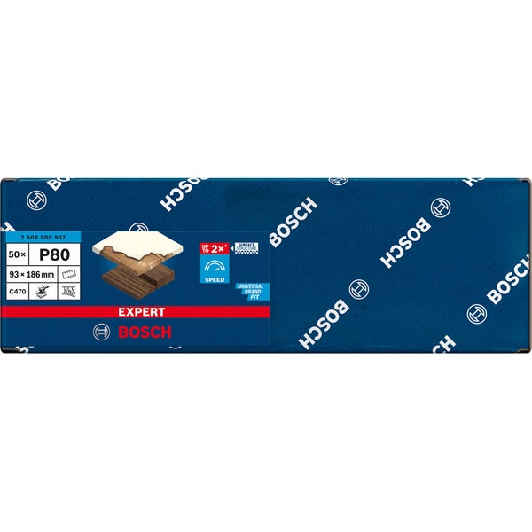 Bosch 50x Expert C470 Schleifpapier mit 8 Löchern für Schwingschleifer 93 x 186 mm G 80 - 2608900937
