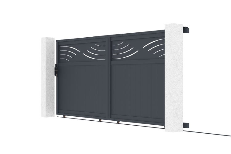 Schiebetor aus Aluminium mit Torpfosten