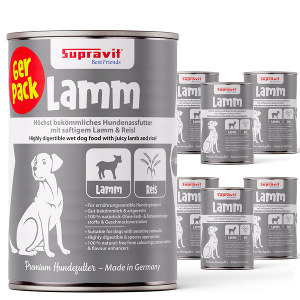 Supravit Best Friends Hundefutter Lamm und Reis im 6er-Pack