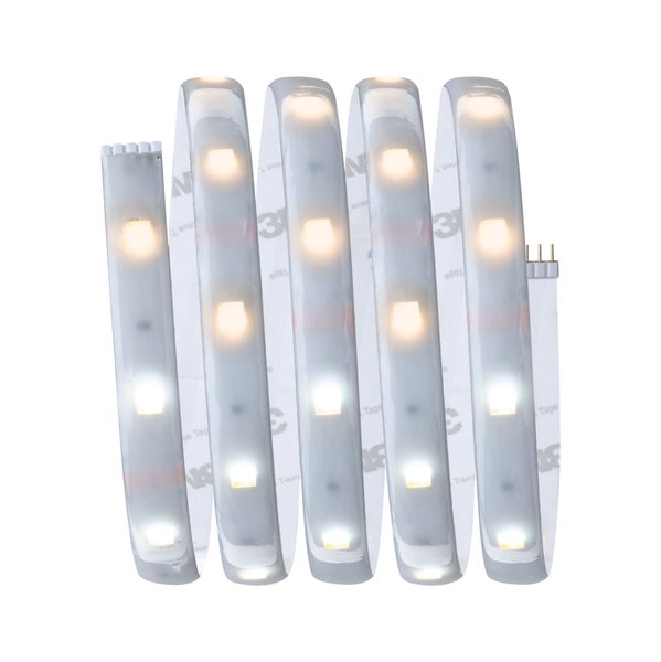 Flexibler LED-Streifen mit warmweißen und tageslichtweißen Dioden, selbstklebend.