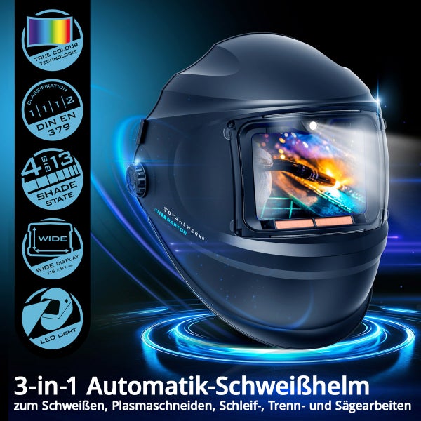 Schweißhelm RAPTOR 3-in-1 Automatik-Schweißermaske mit LED-Licht