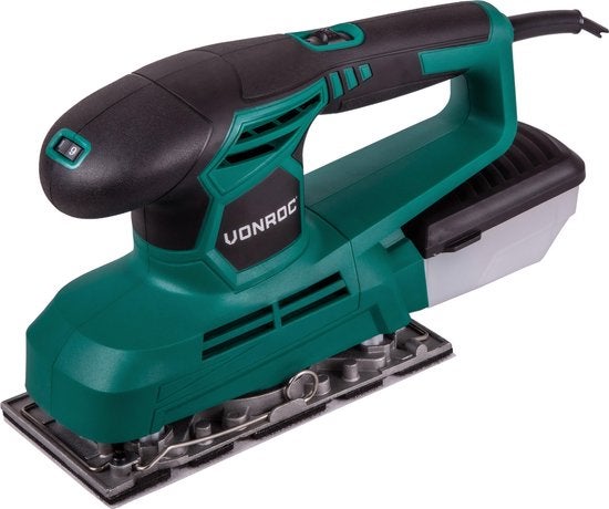 VONROC Schwingschleifer 240W - Effektive Schleifmaschine [11.000 U/min] Schleifer Holz, 90x187mm, Inkl. Staubsammelbehälter & 12 Schleifpapiere
