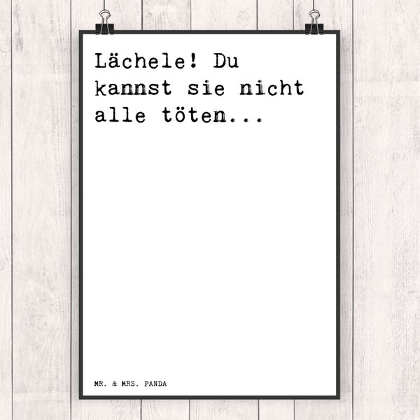 Mr. & Mrs. Panda DIN A4 Poster Lächele! Du kannst sie... - Weiß