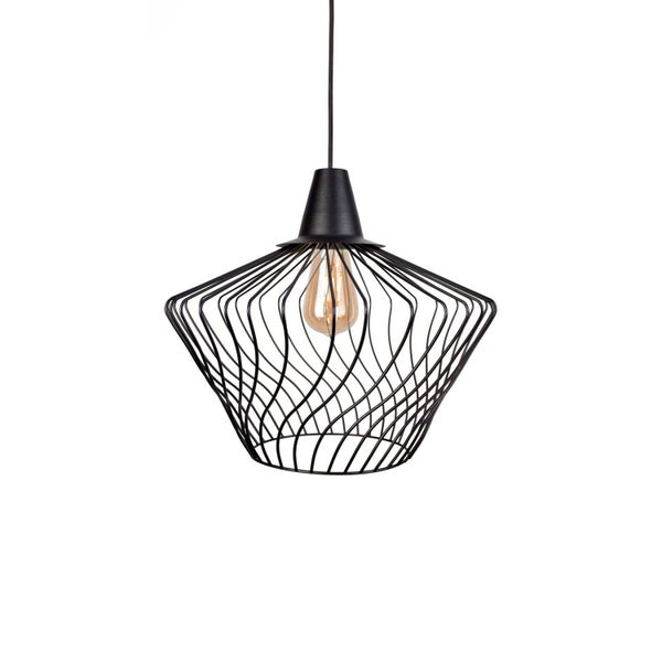 Pendelleuchte mit Drahtgeflecht und Glühbirne