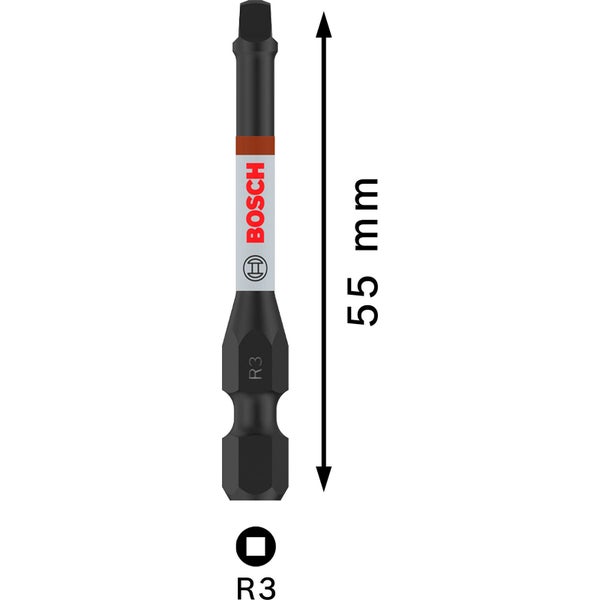 Bosch Logo R3 Vierkant Bit mit einer Länge von 55 mm