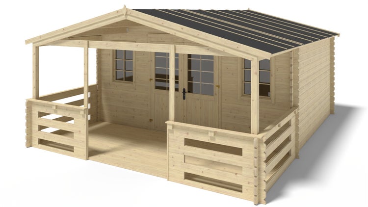 Veranda zum Gartenhaus 5x2 m - Farbe Holz