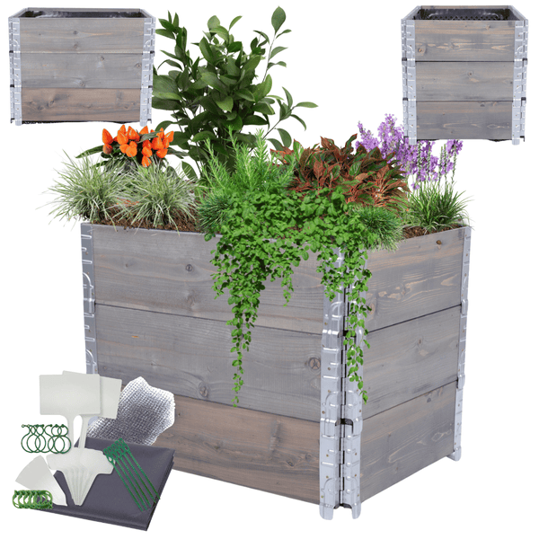 Hochbeetkisten GuardBox HxBxT 60x80x60 cm 3 Ebeneninkl. Luftpolsterfolie Grau