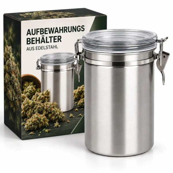 Edelstahl Aufbewahrungsbehälter mit transparentem Deckel und Schnappverschluss zur Vorratshaltung