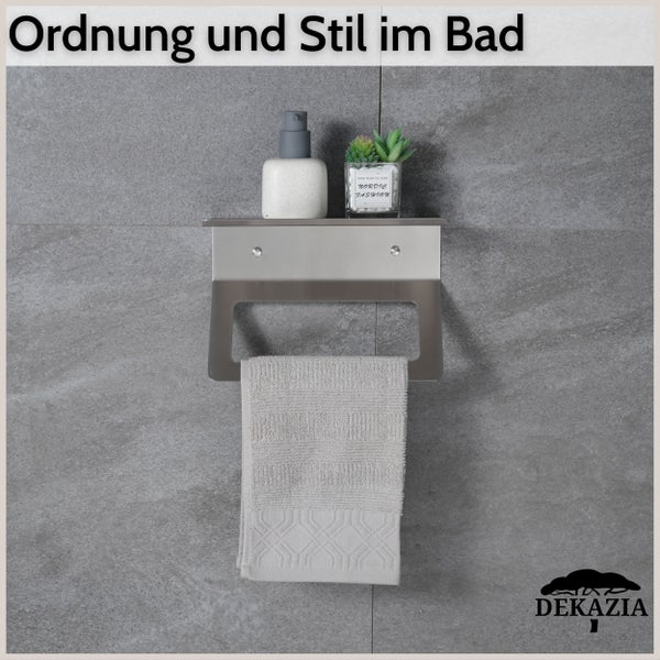DEKAZIA® Handtuchhalter Edelstahl gebürstet | Handtuchhalter Bad | Handtuchhalter Wand | Handtuchstange | Gästehandtuchhalter Handtuchregal Badetuchhalter Handtuchhalterung Bohren Geschirrtuchhalter