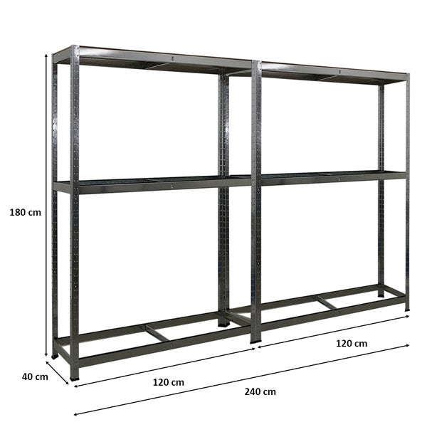 PROREGAL Mega Deal 2x Reifenregal RAGNAR HxBxT 180 x 120 x 40cm bis zu 8 Reifen auf 2 Ebenen + Ablage 265kg Fachlast Verzinkt