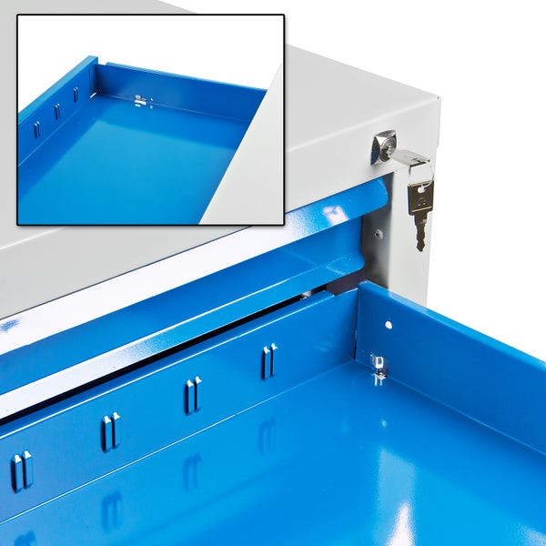 PROREGAL Schubladenschrank Kobra mit 9 Schubladen HxBxT 120 x 70 x 43,5 cm Lichtgrau Blau