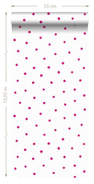 Tapetenrolle mit Blumenmuster, 53 cm breit und 10,05 m lang