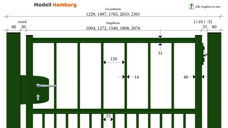 Modell Hamburg Tor Maßangaben