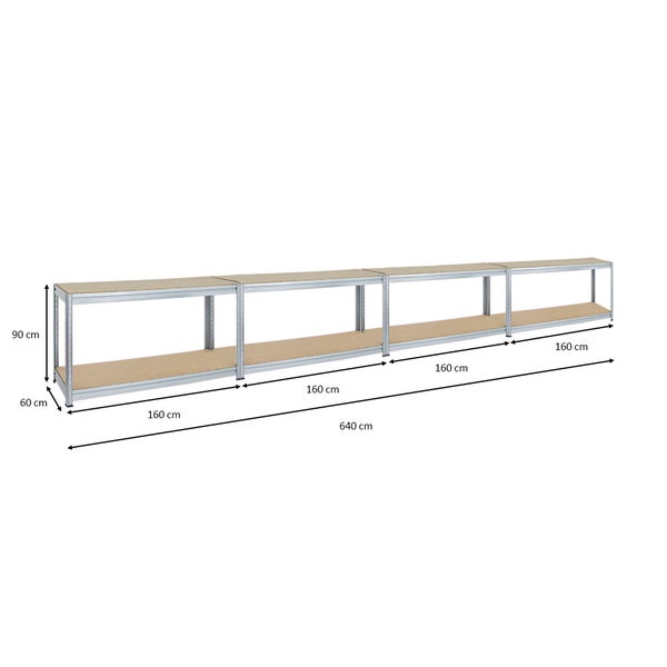 PROREGAL Mega Deal 4x Höhenverstellbare Werkbank Dino HxBxT 90 x 160 x 60 cm Traglast 600 kg Verzinkt