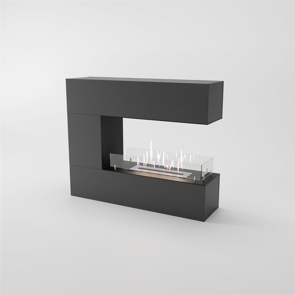 GLOW FIRE Ethanol Kamin 'Oakland mini' | Ethanolofen in Grau mit 3 Std. Brenndauer und 3 KW Heizleistung | BxHxT: 110x90x30 cm