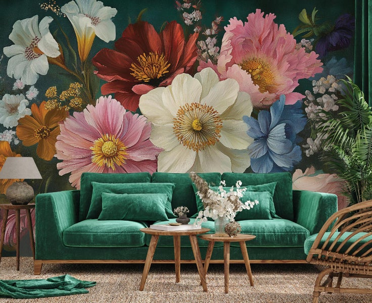 Fototapete Blumen Vintage Schlafzimmer Vlies Tapete 400x280 cm
