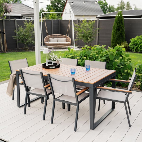 Home Deluxe Gartentisch SIERA – 160 x 90 cm aus robustem Aluminium | Gartenmöbel, Gartengarnitur, Balkontisch