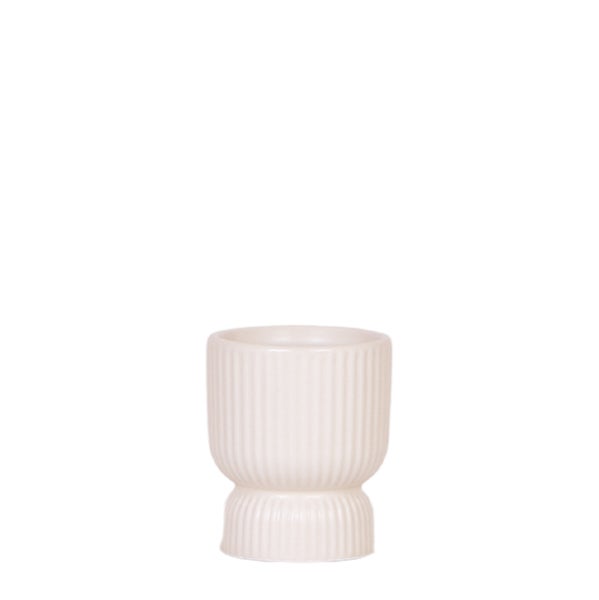 Übertopf Diabolo - klassische Form - zarte Pastellfarben - travertin-creme - passend für 6cm Töpfe