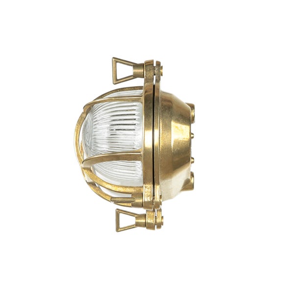 Nautische Messing-Wandleuchte mit Schutzkorb