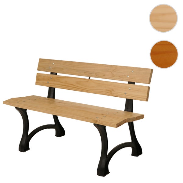 Gartenbank aus Holz mit Metallbeinen