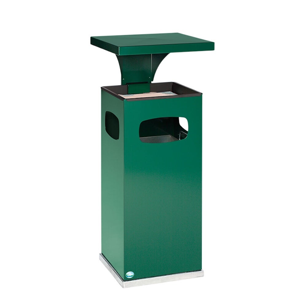 PROREGAL Kombiascher mit verstärktem Schutzdach | 38 Liter, HxBxT 91x39,5x39 ,5cm | Verzinkter Stahl | Grün | Mülleimer Aschenbecher Abfalleimer PROREGAL Kombiascher mit verstärktem Schutzdach | 38 Liter, HxBxT 91x39,5x39 ,5cm | Verzinkter Stahl | Grün | Mülleimer Aschenbecher Abfalleimer