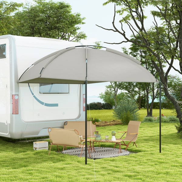 Outsunny Automarkise Wasserdichtes Auto Markisen Zelt, Regenschutz, Sonnenschutz, Leichte Tragbare für Lkw, Wohnmobil, 2,9 x 2,8 x 2,3-2,6 m