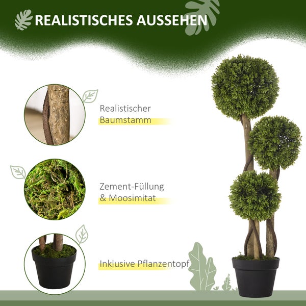 HOMCOM, Künstliche Pflanzen, Zimmerpflanze, 17L x 17B x 90H cm, PE, Grün