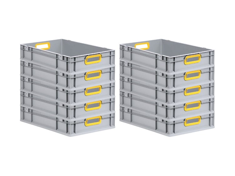 PROREGAL Eurobox Nextgen Color HxBxT 12 x 40 x 60 cm 23 Liter Griffe Gelb Offen Glatter Boden Eurobehälter Transportbox
