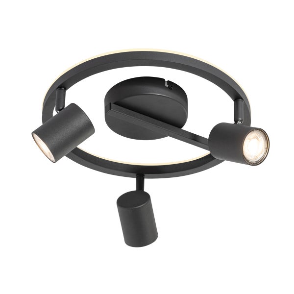 Deckenleuchte mit drei Strahlern und ringförmiger LED-Beleuchtung