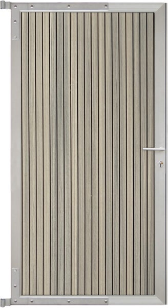 GartenLand Steckzauntor Shadowline Vertikal ca. 90 x 175 cm WPC Amethystgrau Aluminium Silber