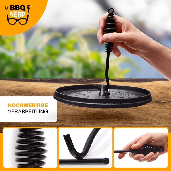BBQ-Nerd Deckelheber für Dutch Oven - Feuertopf Zubehör | 22cm langer Haken aus pulverbeschichtetem Stahl zum Heben & Tragen heißer Deckel und Töpfe