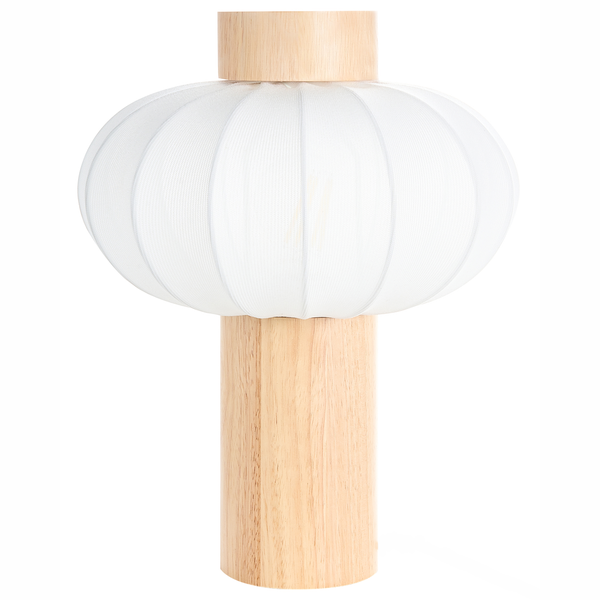 Tischleuchte mit Schirm und Holzfuß