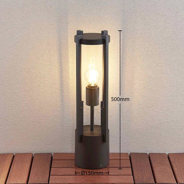 Lucande Außenleuchte Brienne (spritzwassergeschützt (Modern) in Schwarz aus Aluminium (1 flammig, E27) - Wegeleuchte Pollerleuchte Wegelampe Sockelleuchte