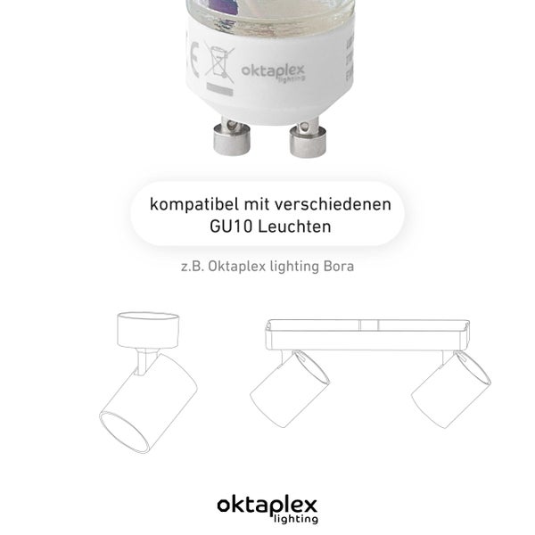 Oktaplex Lux GU10 6er Set LED Leuchtmittel 2700K Warmweiß 450lm 2,5W