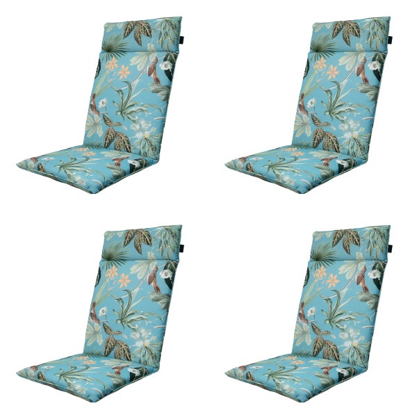 Hochlehnerauflage Hochlehner Grasse aqua - Ca. 120x50 cm - 4er-Set