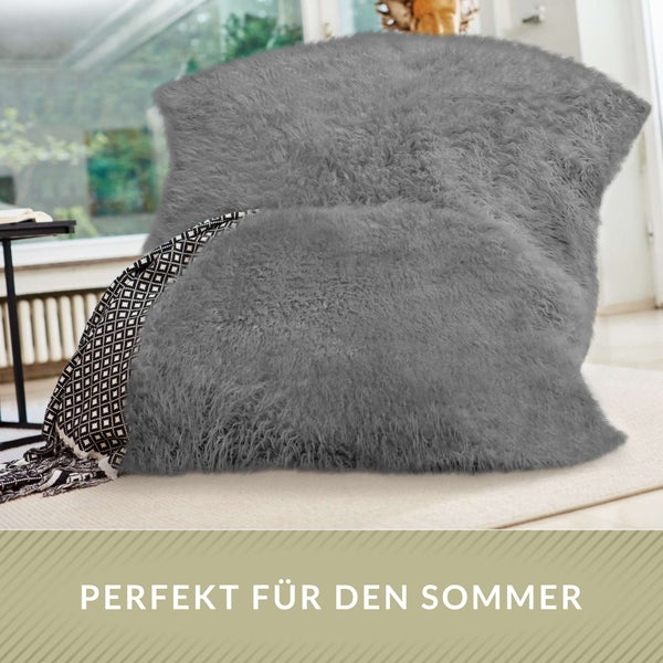 Green Bean XXL-Sitzsack Fellotpik mit Füllmaterial (EPS Perlen - 380 Liter) - Indoor Maße ca 180 x 140 cm - Bean Bag Sitzkissen Sitzpuff Sitzsessel Bodenkissen Lounge Grau
