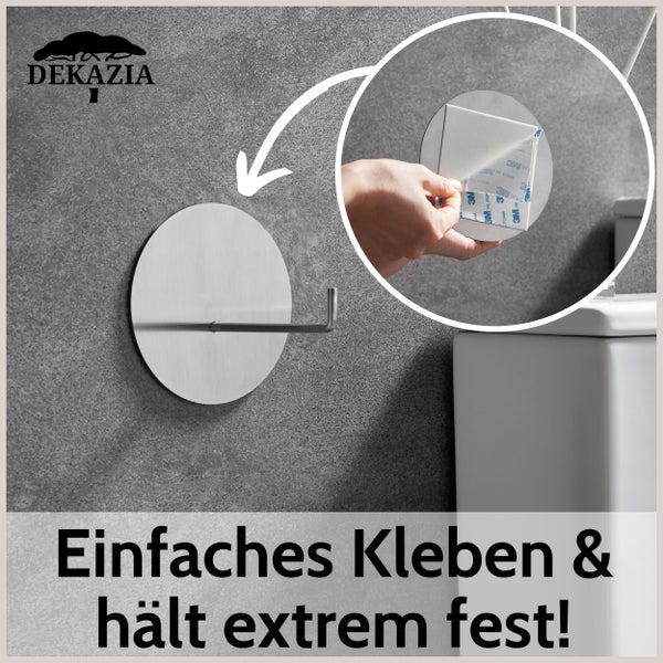 DEKAZIA® Toilettenpapierhalter ohne Bohren Edelstahl gebürstet | Klopapierhalter ohne Bohren | Klorollenhalter ohne Bohren Klopapierhalter WC Rollenhalter ohne Bohren WC Papier Halterung Kleben