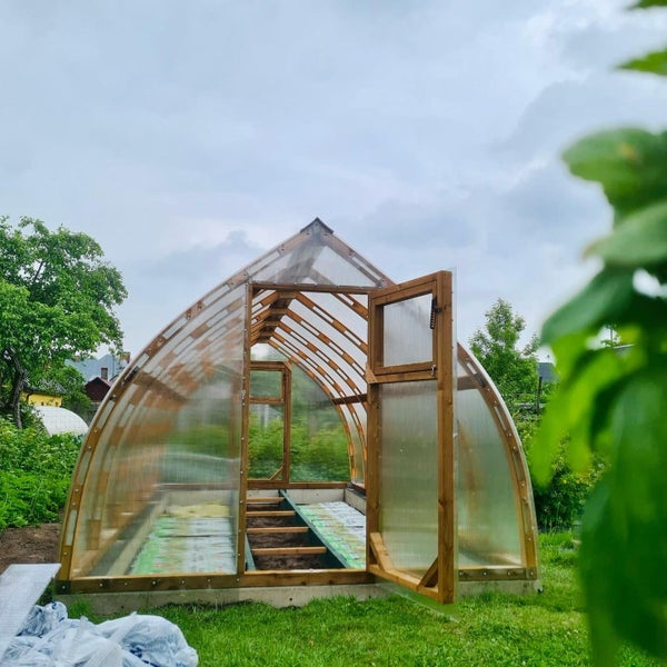 Holz Gewächshaus 3x4m mit 6mm Polycarbonate