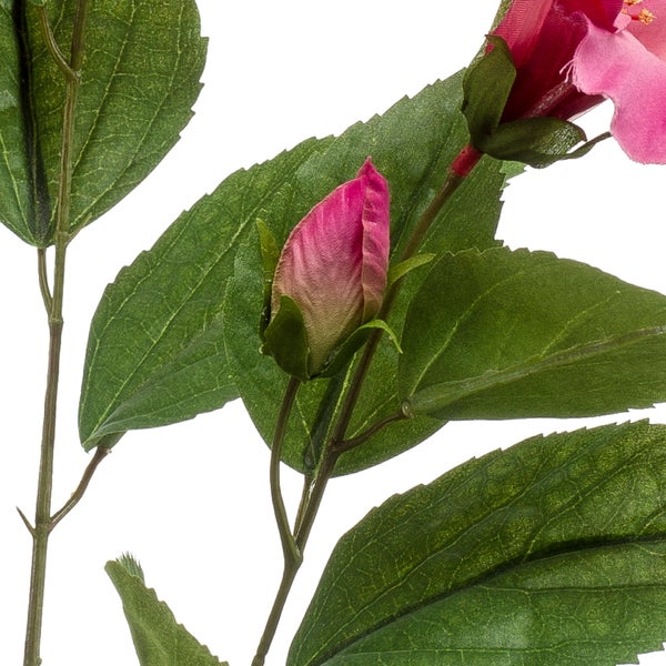 Künstliche Gloriosa Blume mit gewellten orange-gelben Blütenblättern und grünen Blättern an einem Stiel.