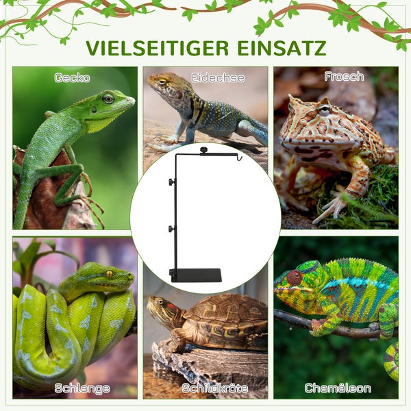 PawHut Reptilien-Lampenständer, 40L x 15B x 95H cm, Stahl, Schwarz