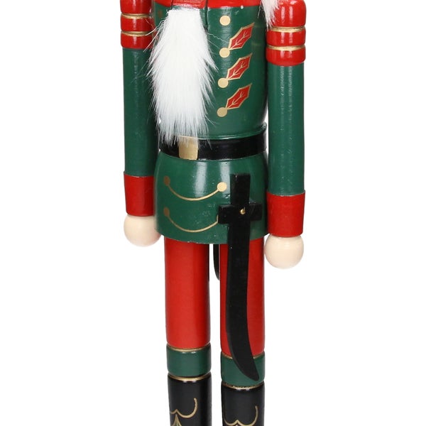 ECD Germany Nussknacker Figur Soldat 50 cm mit roter Hut und Säbel, aus Holz, handbemalt, Unikat, Weihnachten Holzfigur Puppet Marionette Ornament Traditioneller Nussbrecher Weihnachtsdeko Deko Statue