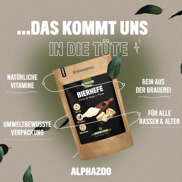 ALPHAZOO Bierhefe Pulver 250g für Hunde und Katzen I Reine Hefe I Vitamin B Komplex