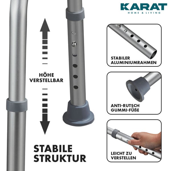 FLOORDIREKT Duschhocker Peter - 360 Grad drehbar - Höhenverstellbar - mit Anti-Rutsch-Gummifüßen - Bis 150kg belastbar