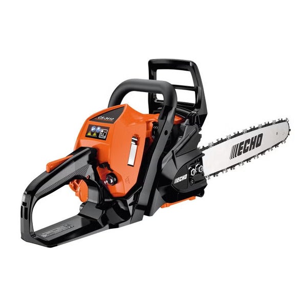Echo Benzin-Kettensäge CS-3410 mit orange-schwarzem Gehäuse und Schwert.