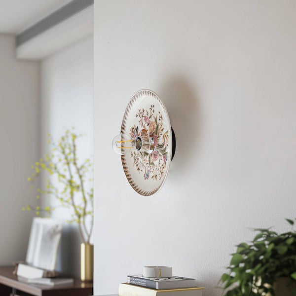 Lucande Wandleuchte, Wandlampe Innen Faelira (Retro Vintage Antik) in Weiß aus Keramik (1 flammig E27) - Wandstrahler Wandbeleuchtung Schlafzimmer / Wohnzimmer Wohnzimmerleuchte