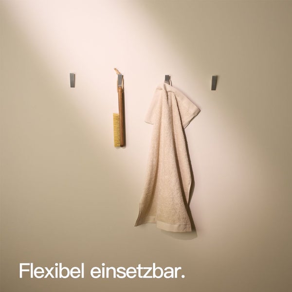 Designfabrik Hamburg Klebehaken ohne Bohren  |  4 Selbstklebende Haken | Wandhaken Silber