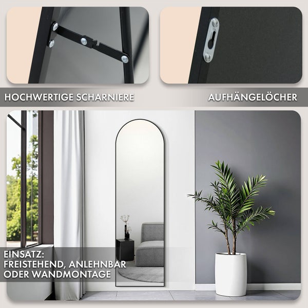Floordirekt Ganzkörperspiegel Madison Gewölbt Aluminiumrahmen Schwarz 147 x 44 cm