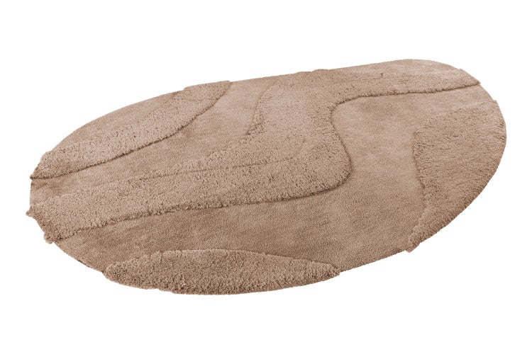 Ovaler Hochflor Teppich mit modernem Relief Muster