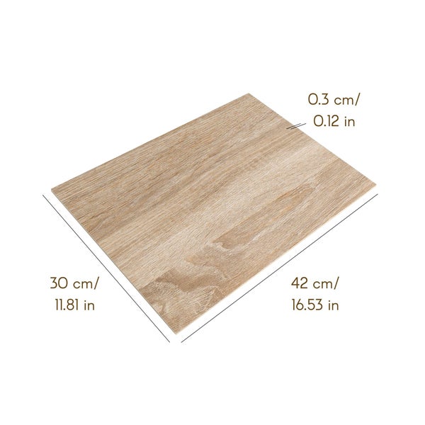 Zehn weiße mitteldichte Holzfaserplatten, 17 mal 12 Zoll, ein achtel Zoll dick, Creative Deco Logo.